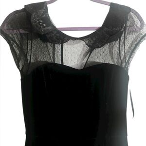 Hot Topic Velvet Dress with Sheer Lace Detail